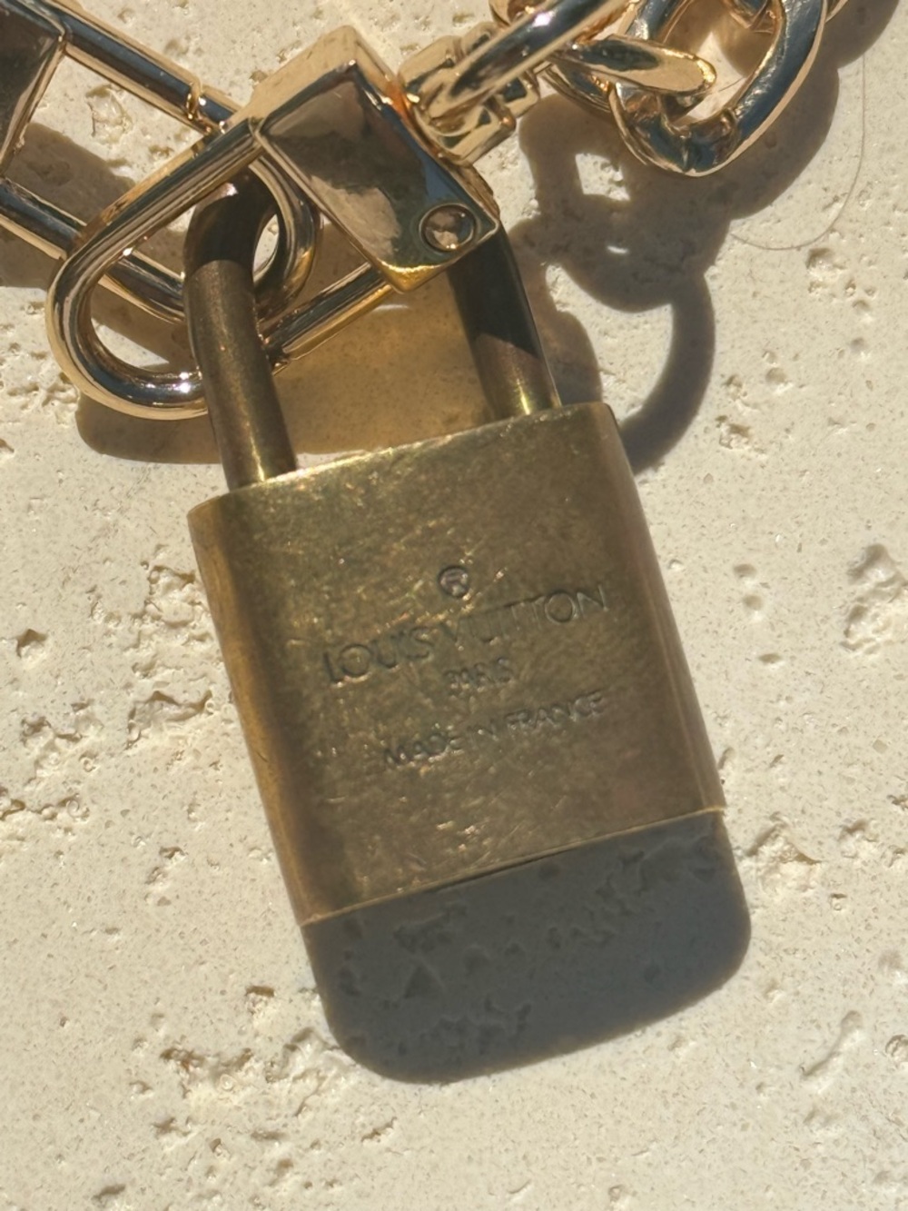 Authentic Louis Vuitton Gold Padlock Necklace (#320) with Non Branded Chain 16” - Picture 15 of 16